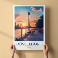 Dusseldorf Poster - Germany Travel Art - Vibrant sunset promenade Home Decor