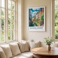 Dusseldorf Poster - Germany Wall Art - Lively Canal Scene Home Decor