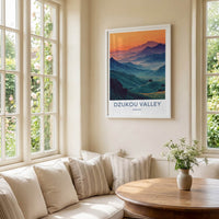 Dzukou Valley Poster - India Layered Mountain Vista Travel Art - Home Decor