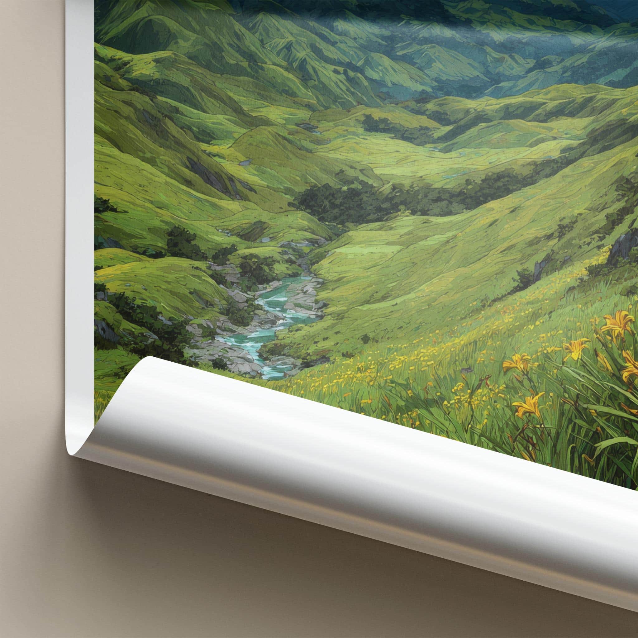 Dzukou Valley Poster - India Scenic Art - Nagaland Lush Green Valley Wall Decor