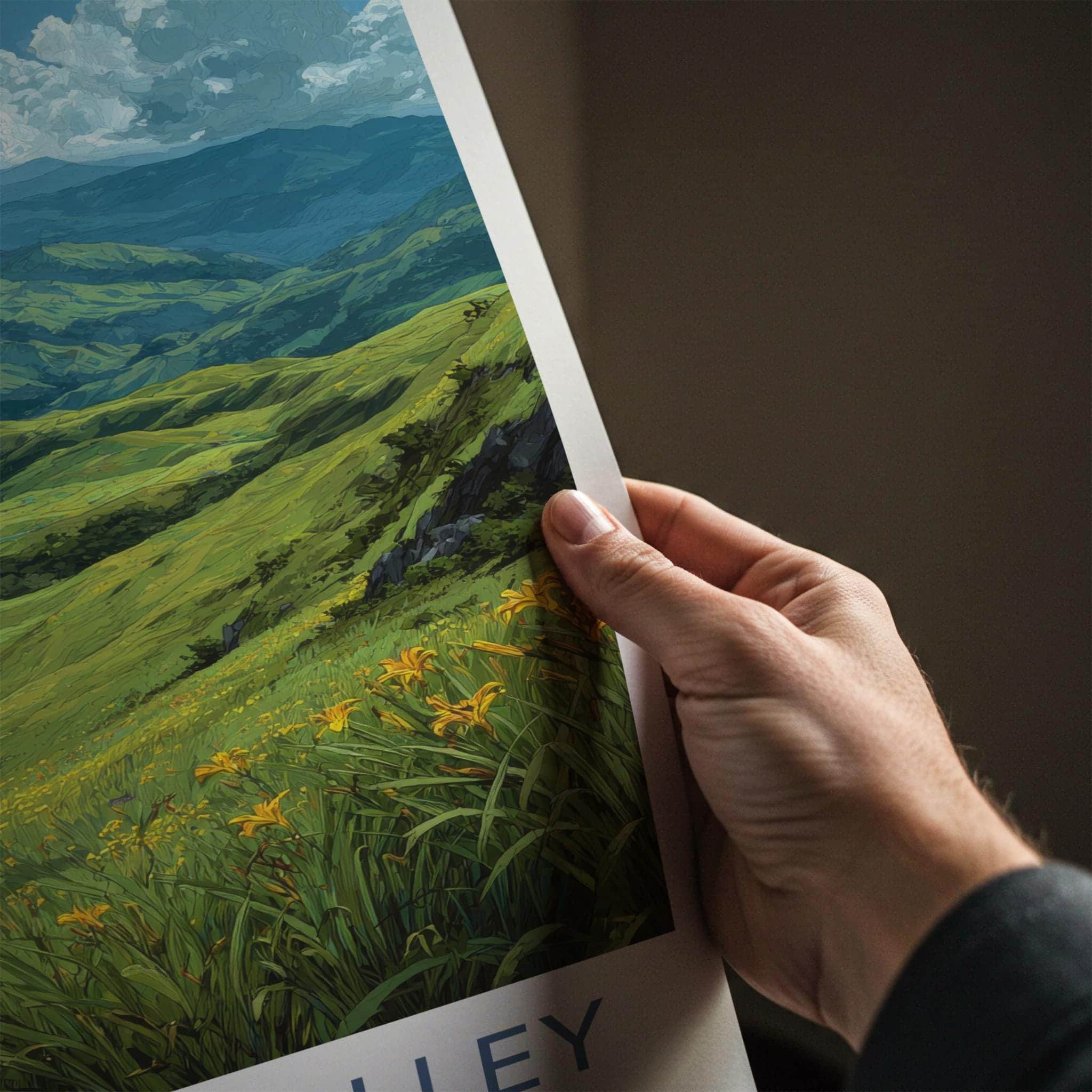 Dzukou Valley Poster - India Scenic Art - Nagaland Lush Green Valley Wall Decor