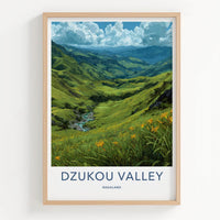 Dzukou Valley Poster - India Scenic Art - Nagaland Lush Green Valley Wall Decor