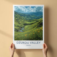 Dzukou Valley Poster - India Scenic Art - Nagaland Lush Green Valley Wall Decor