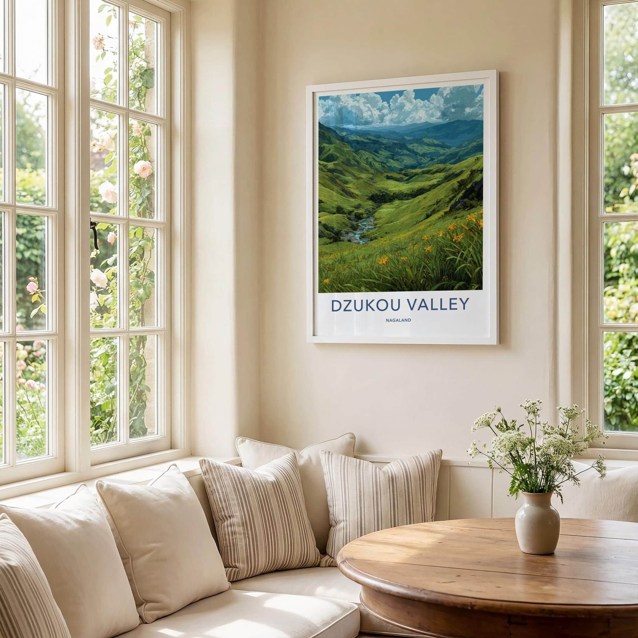 Dzukou Valley Poster - India Scenic Art - Nagaland Lush Green Valley Wall Decor