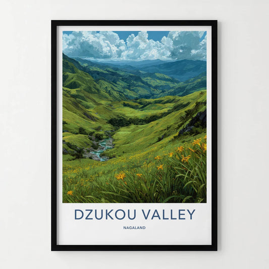 Dzukou Valley Poster - India Scenic Art - Nagaland Lush Green Valley Wall Decor
