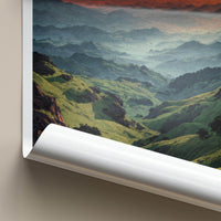 Dzukou Valley Poster - India Travel Art - Nagaland Vibrant Misty Peaks Wall Decor