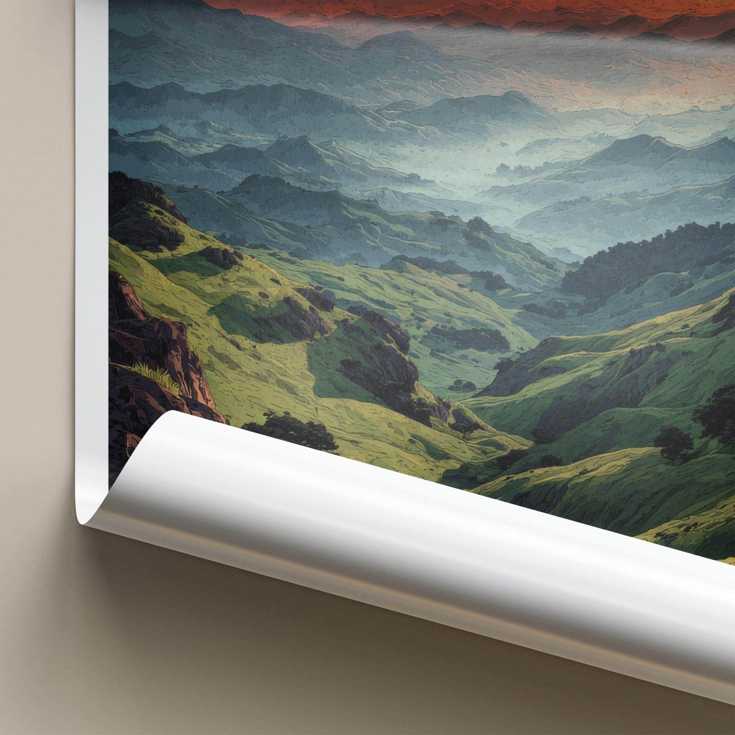Dzukou Valley Poster - India Travel Art - Nagaland Vibrant Misty Peaks Wall Decor