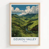 Dzukou Valley Poster - India Travel Print - Nagaland Lush Green Valleys Wall Decor