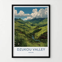 Dzukou Valley Poster - India Travel Print - Nagaland Lush Green Valleys Wall Decor