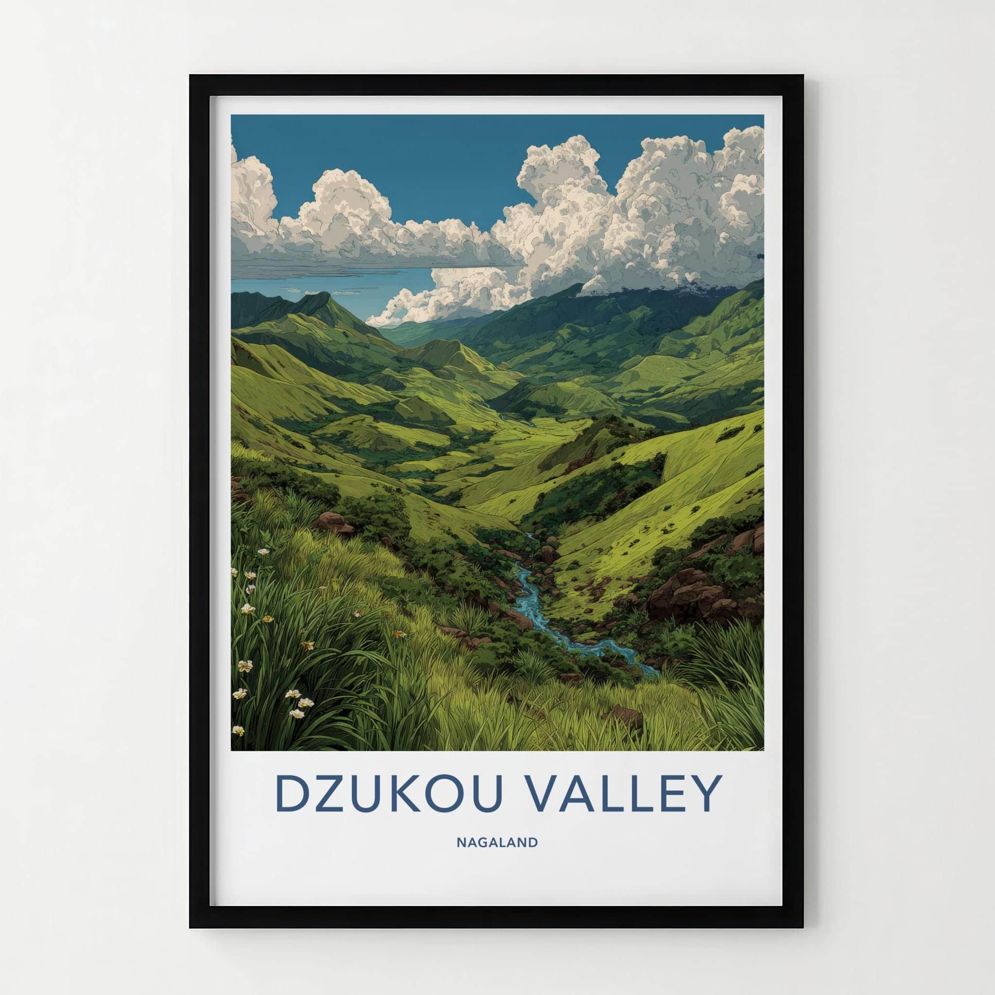 Dzukou Valley Poster - India Travel Print - Nagaland Lush Green Valleys Wall Decor