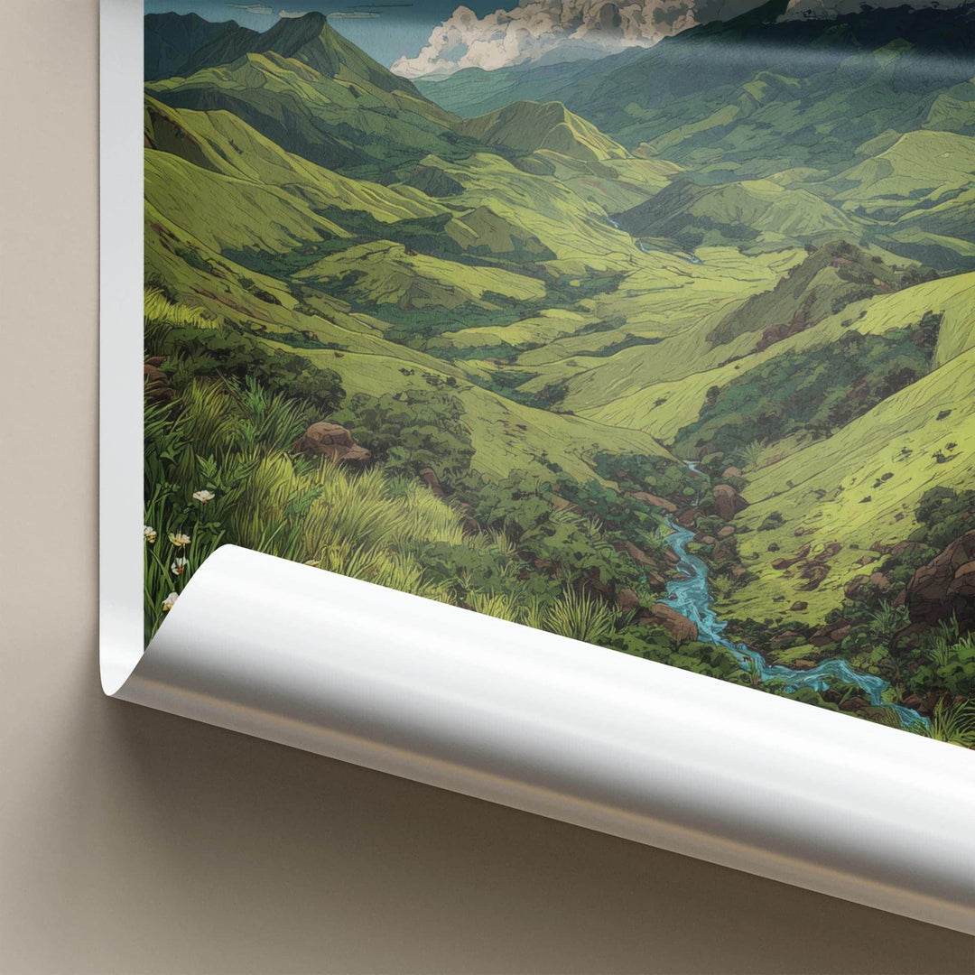 Dzukou Valley Poster - India Travel Print - Nagaland Lush Green Valleys Wall Decor