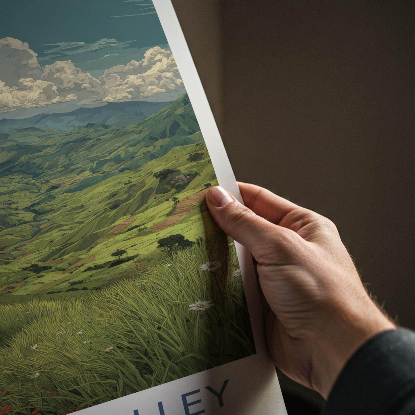Dzukou Valley Poster - India Wall Art - Nagaland Green hills stream Home Art