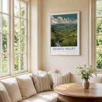 Dzukou Valley Poster - India Wall Art - Nagaland Green hills stream Home Art