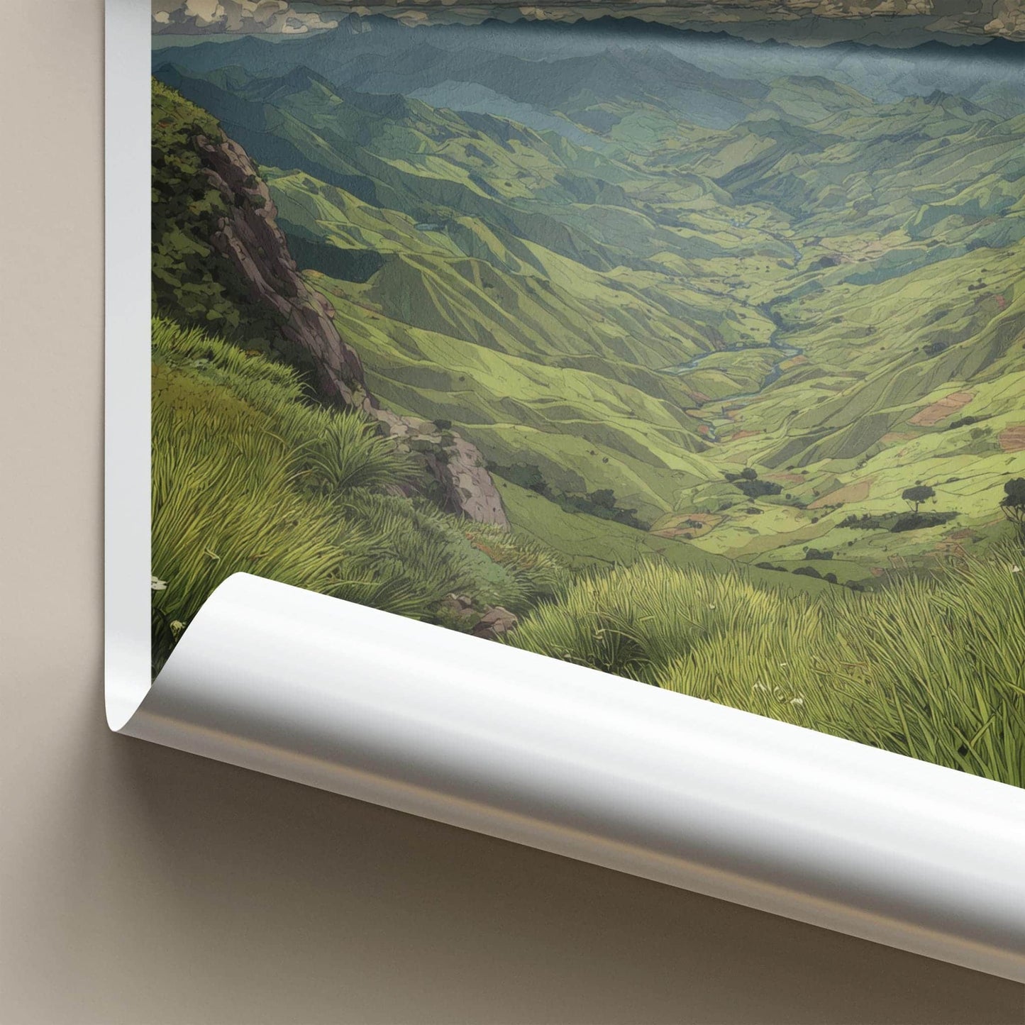 Dzukou Valley Poster - India Wall Art - Nagaland Green hills stream Home Art
