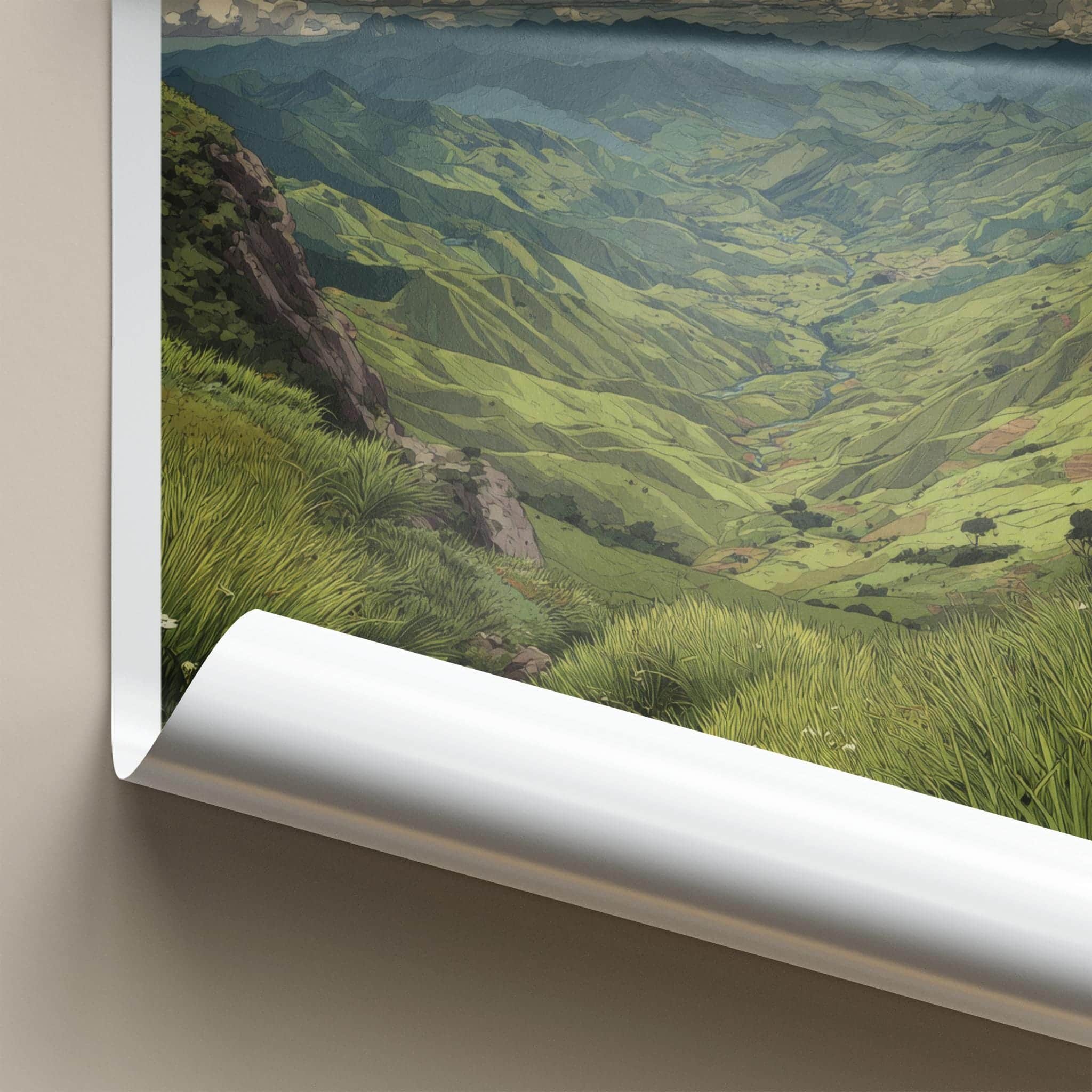 Dzukou Valley Poster - India Wall Art - Nagaland Green hills stream Home Art