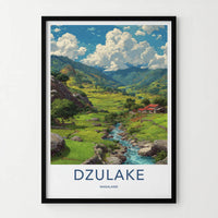 Dzulake Poster - India Travel Art - Nagaland Lush Valley Stream Wall Decor