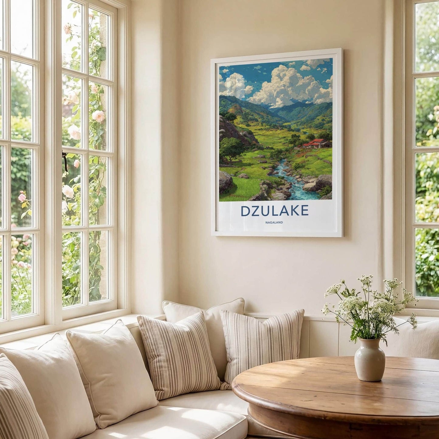 Dzulake Poster - India Travel Art - Nagaland Lush Valley Stream Wall Decor