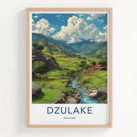 Dzulake Poster - India Travel Art - Nagaland Lush Valley Stream Wall Decor