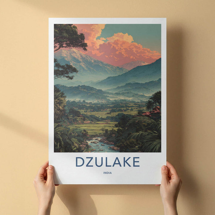 Dzulake Poster - India Travel Art - Nagaland Sunrise Mountain Home Decor