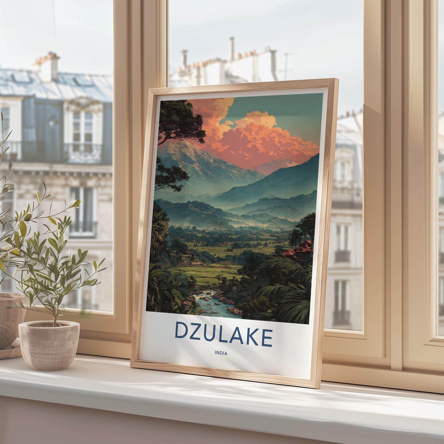 Dzulake Poster - India Travel Art - Nagaland Sunrise Mountain Home Decor