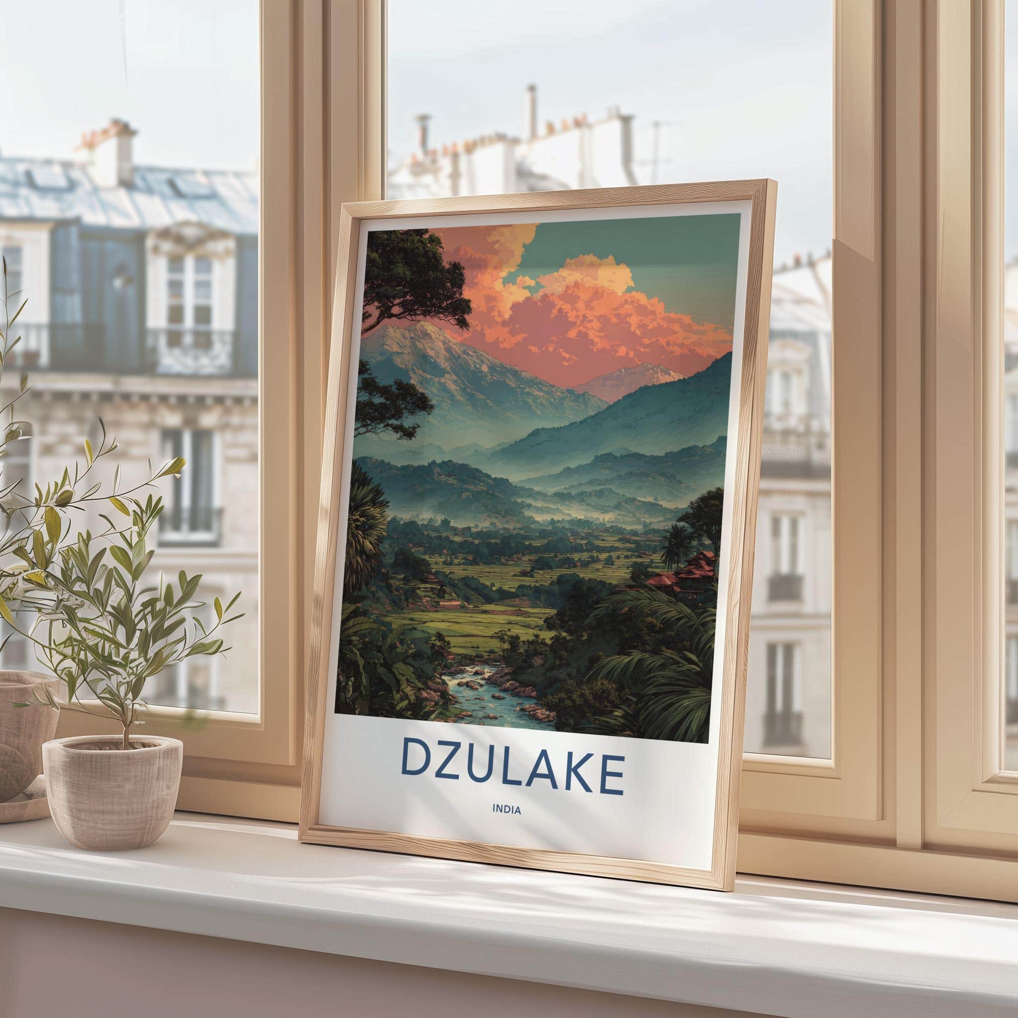 Dzulake Poster - India Travel Art - Nagaland Sunrise Mountain Home Decor