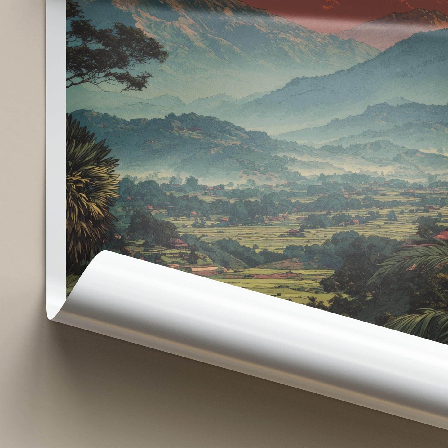 Dzulake Poster - India Travel Art - Nagaland Sunrise Mountain Home Decor