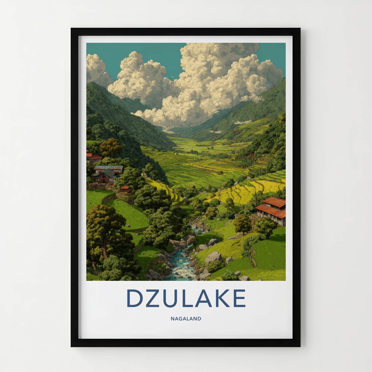 Dzulake Poster Nagaland Lush Terraces Stream Gallery Art