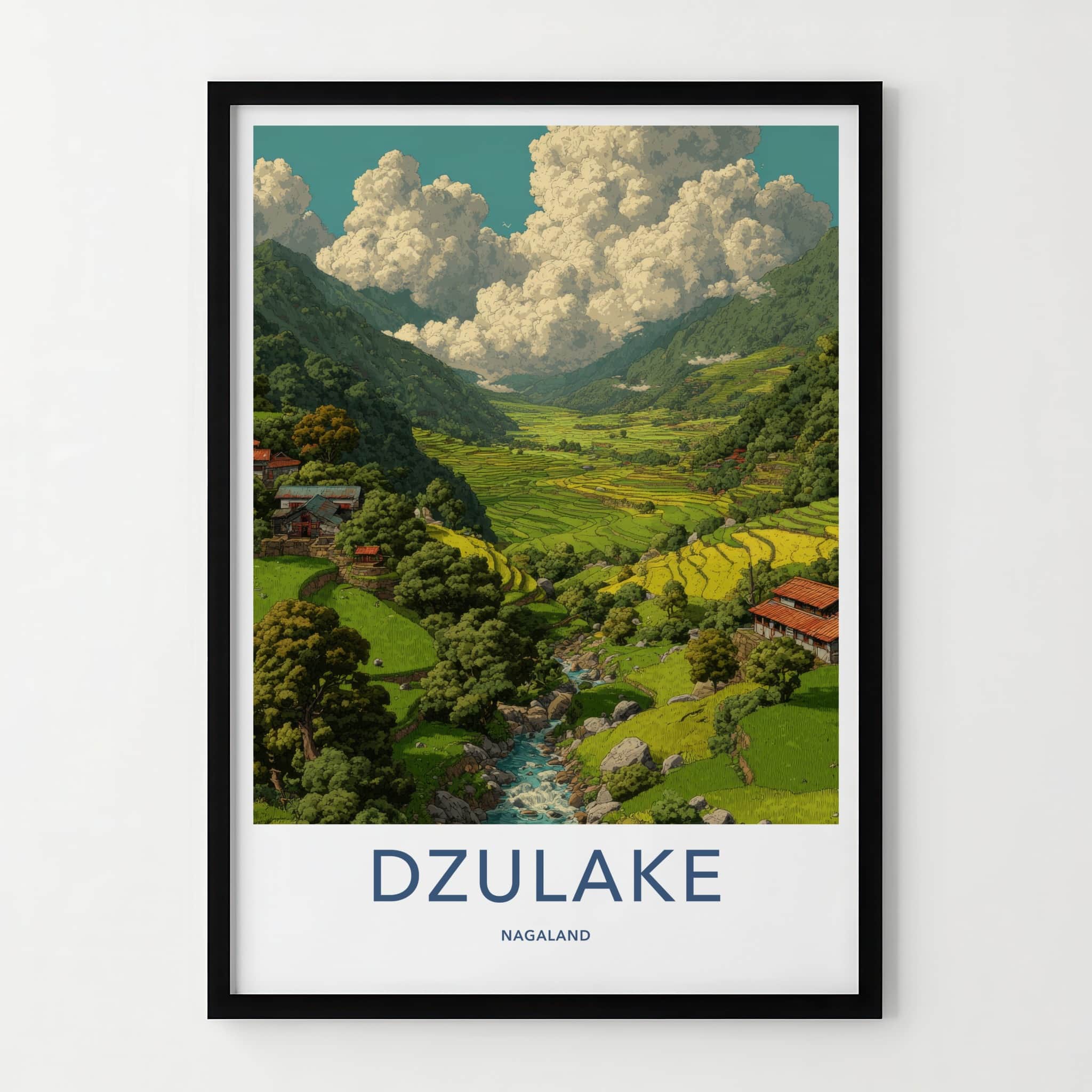 Dzulake Poster Nagaland Lush Terraces Stream Gallery Art