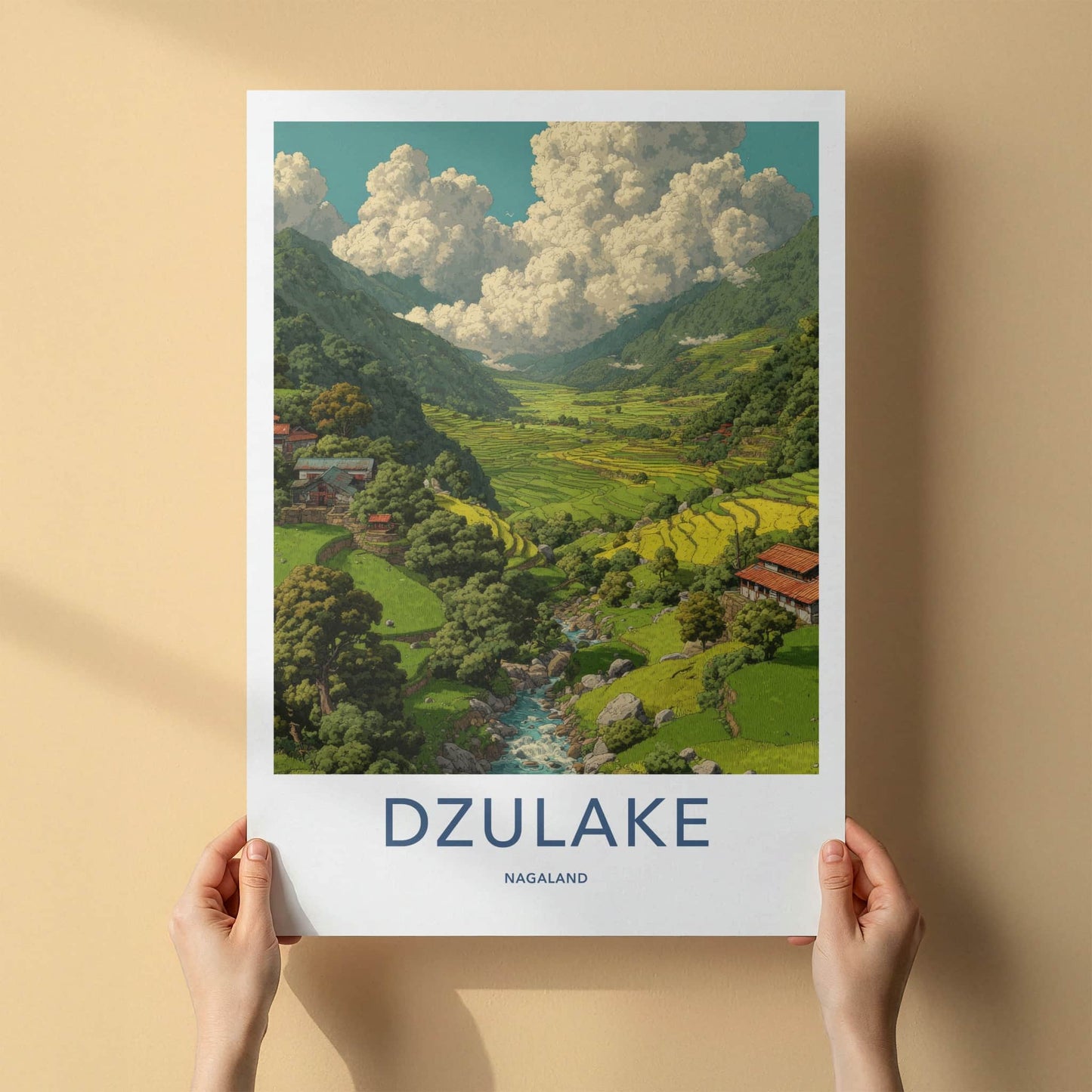 Dzulake Poster Nagaland Lush Terraces Stream Gallery Art