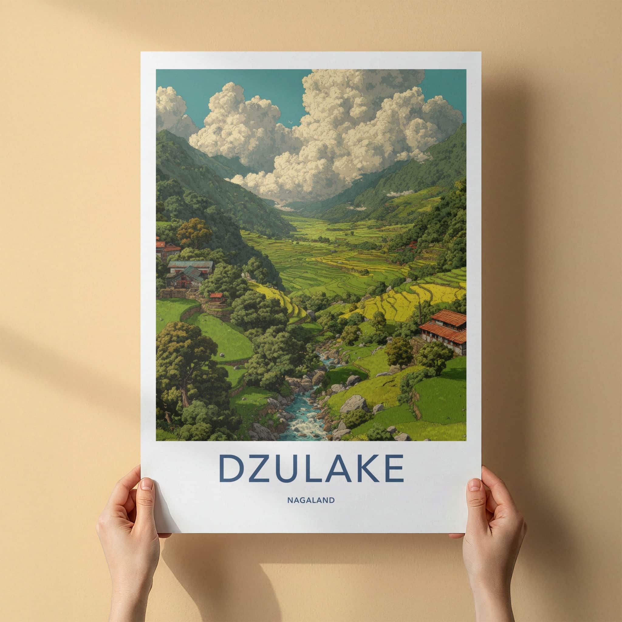 Dzulake Poster Nagaland Lush Terraces Stream Gallery Art