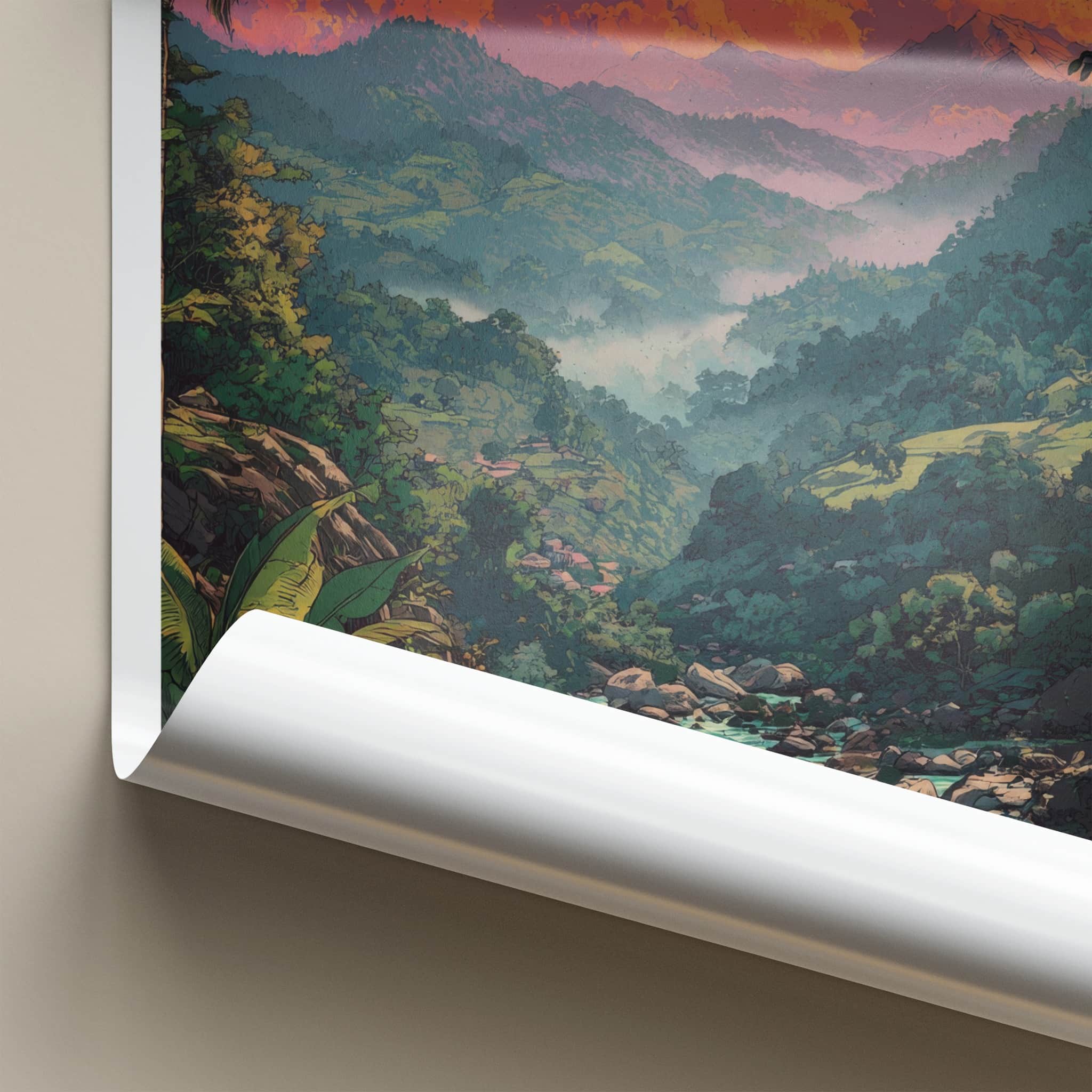Dzulake Poster - Nagaland River Valley Sunset Wall Art Gallery Art