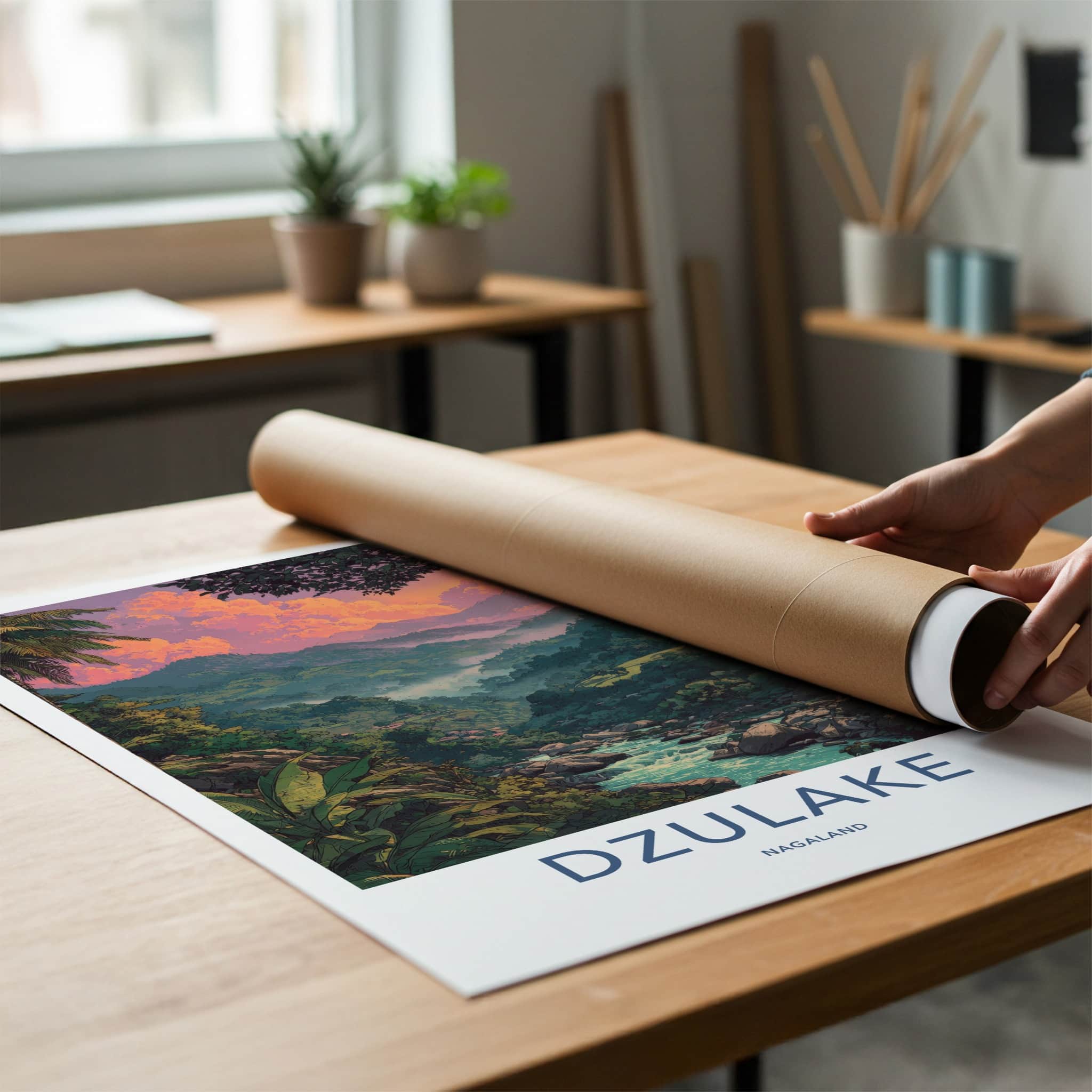Dzulake Poster - Nagaland River Valley Sunset Wall Art Gallery Art