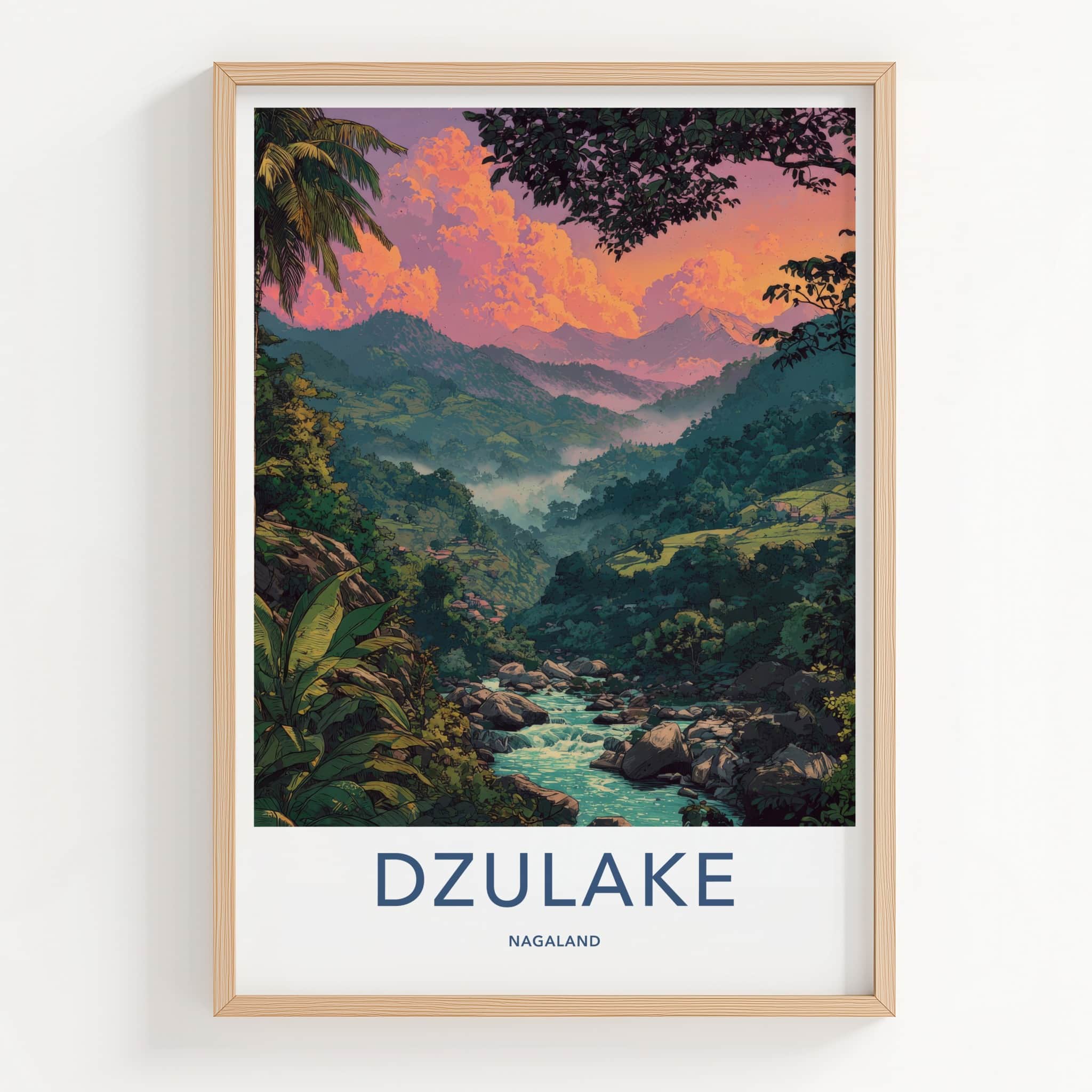 Dzulake Poster - Nagaland River Valley Sunset Wall Art Gallery Art