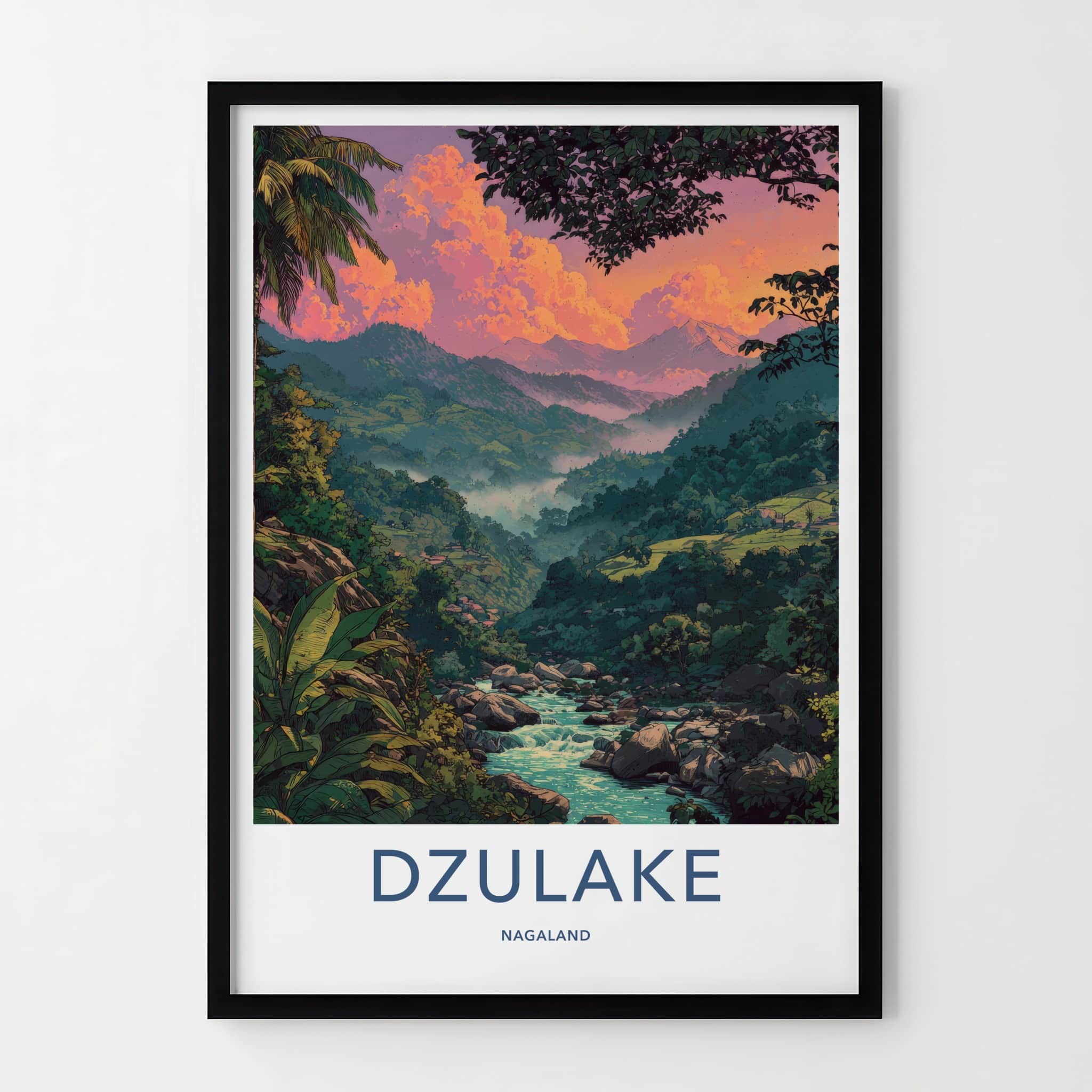 Dzulake Poster - Nagaland River Valley Sunset Wall Art Gallery Art