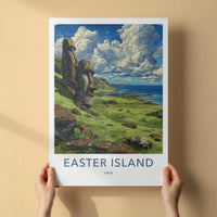 Easter Island Poster - Chile Travel Art - Ancient Moai Statues Home Decor
