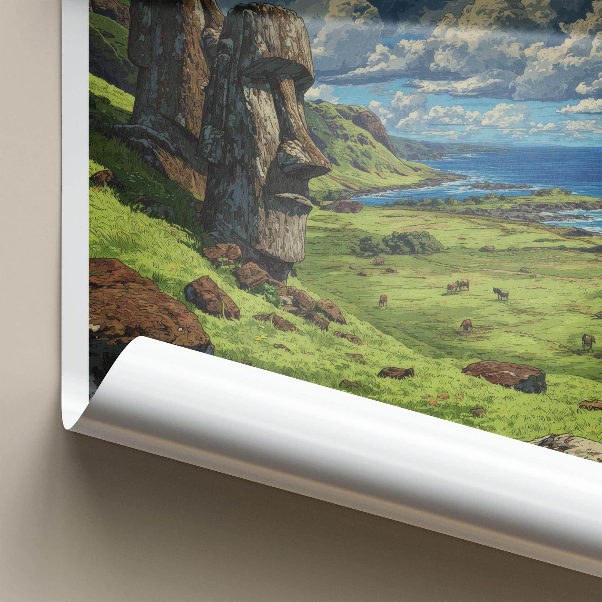 Easter Island Poster - Chile Travel Art - Ancient Moai Statues Home Decor