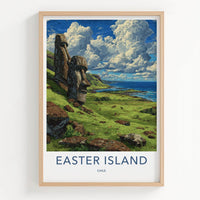 Easter Island Poster - Chile Travel Art - Ancient Moai Statues Home Decor