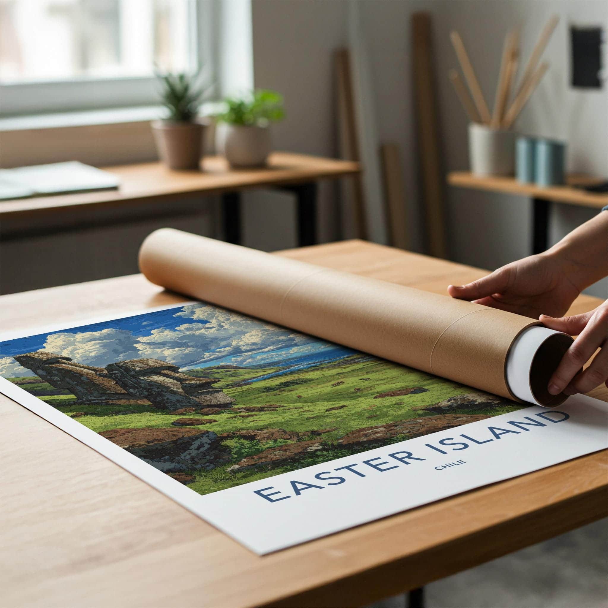 Easter Island Poster - Chile Travel Art - Ancient Moai Statues Home Decor