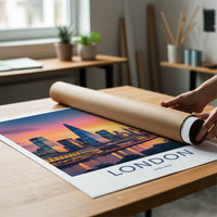 London Poster - England Travel Art - Vibrant Sunset Skyline Home Decor