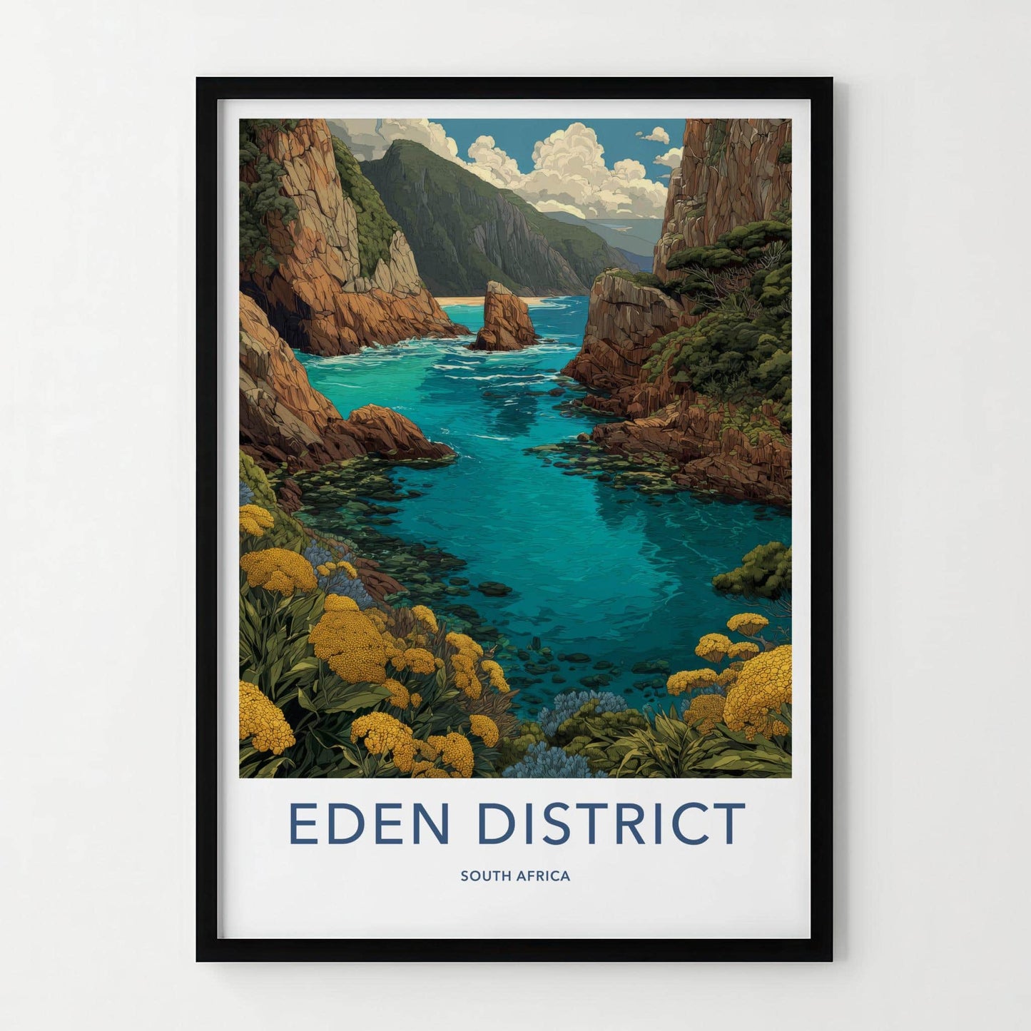 Eden District Poster - South Africa Travel Art - Coastal Cliff Cove Wall Decor