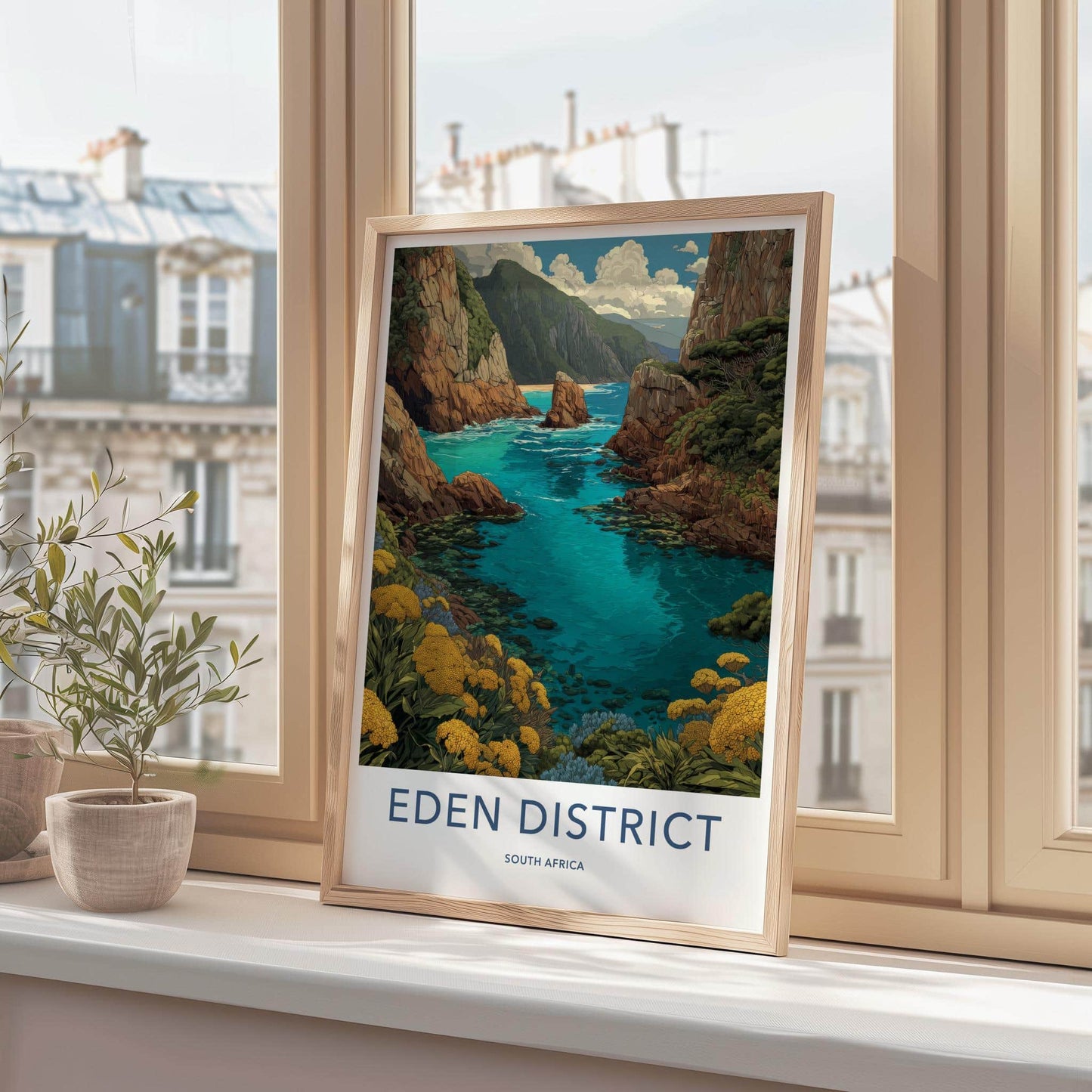 Eden District Poster - South Africa Travel Art - Coastal Cliff Cove Wall Decor