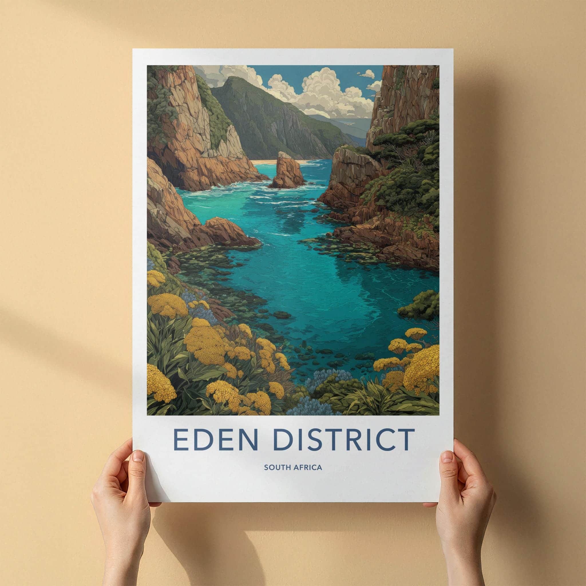 Eden District Poster - South Africa Travel Art - Coastal Cliff Cove Wall Decor