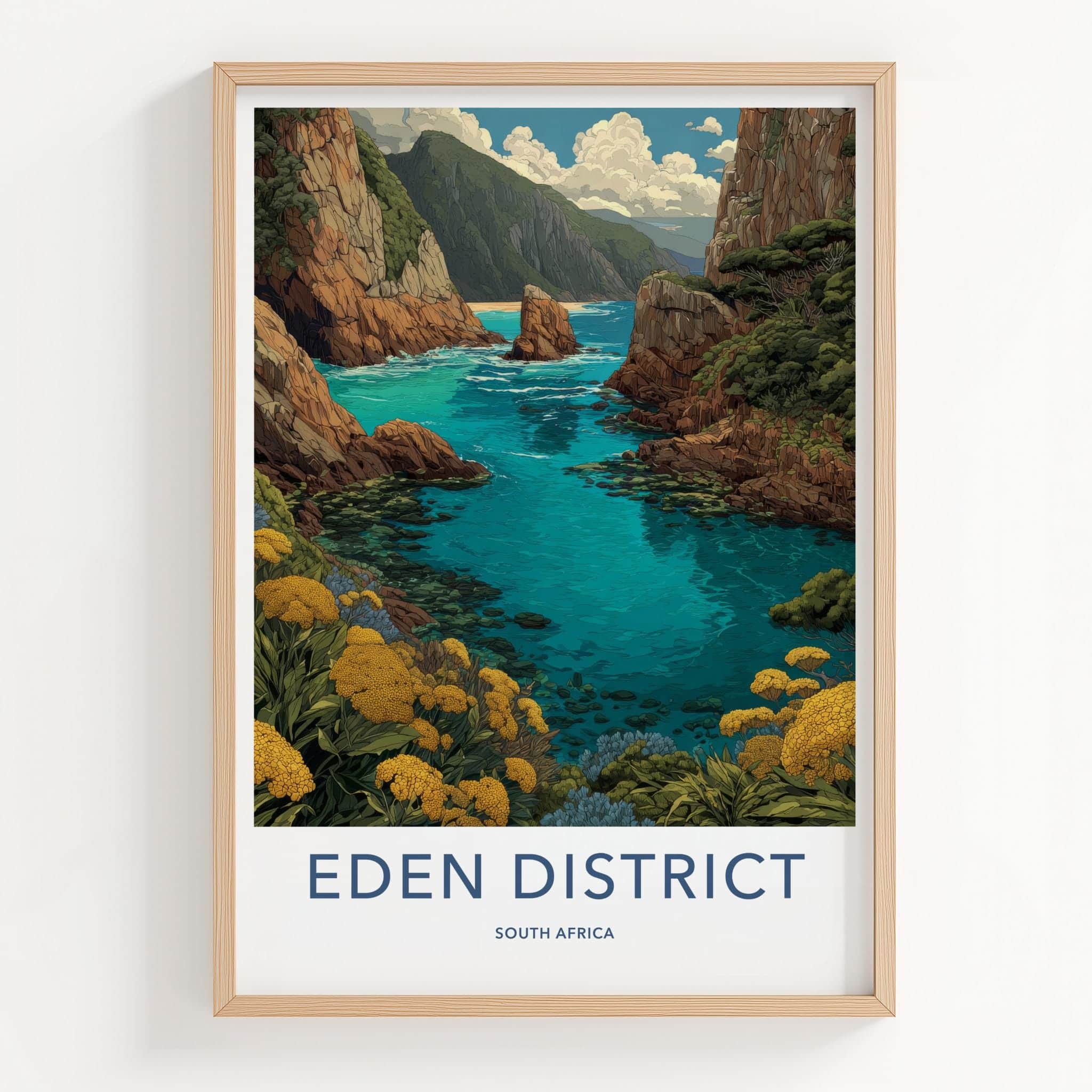 Eden District Poster - South Africa Travel Art - Coastal Cliff Cove Wall Decor