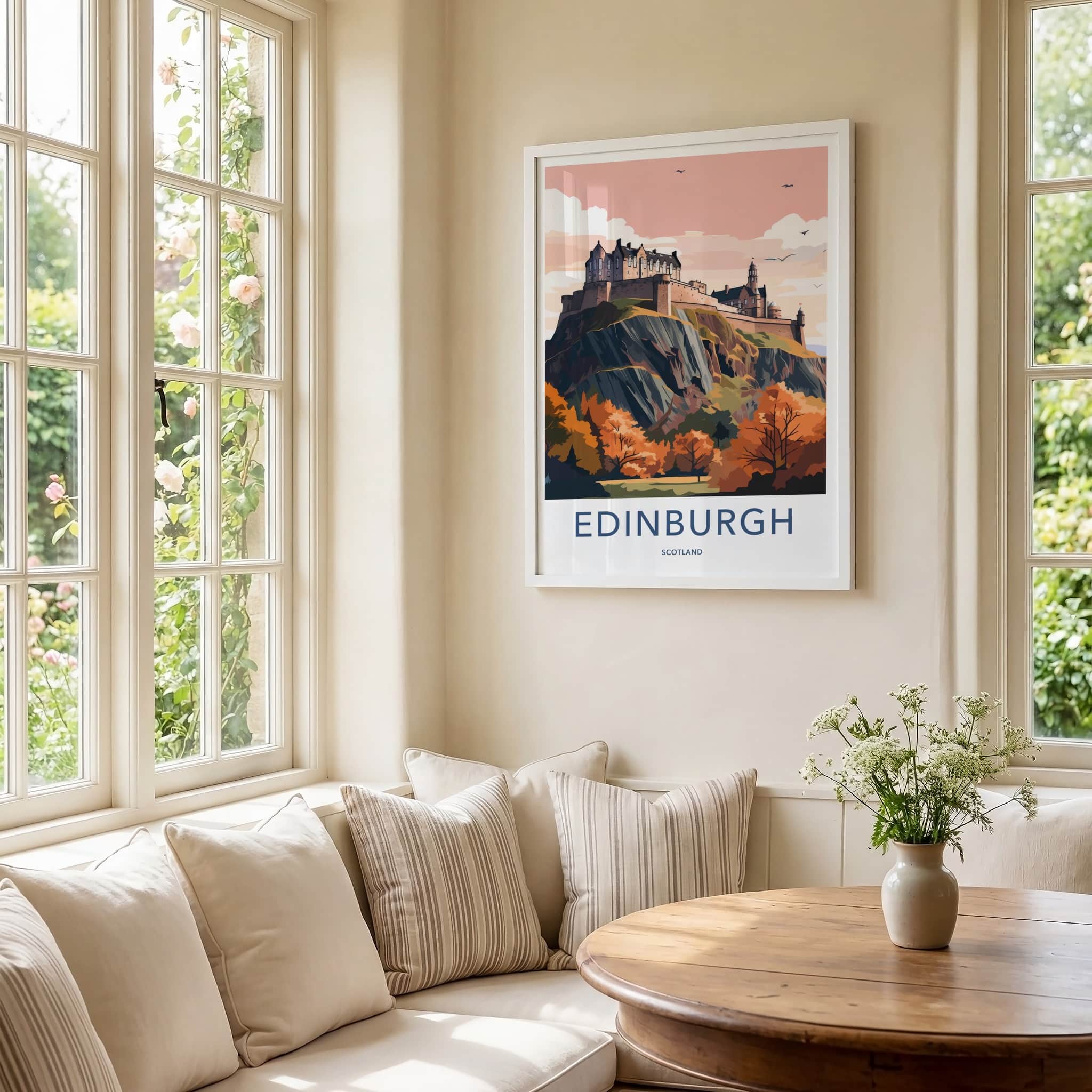 Edinburgh Poster - Scotland Travel Art - Autumn Castle View Home Decor