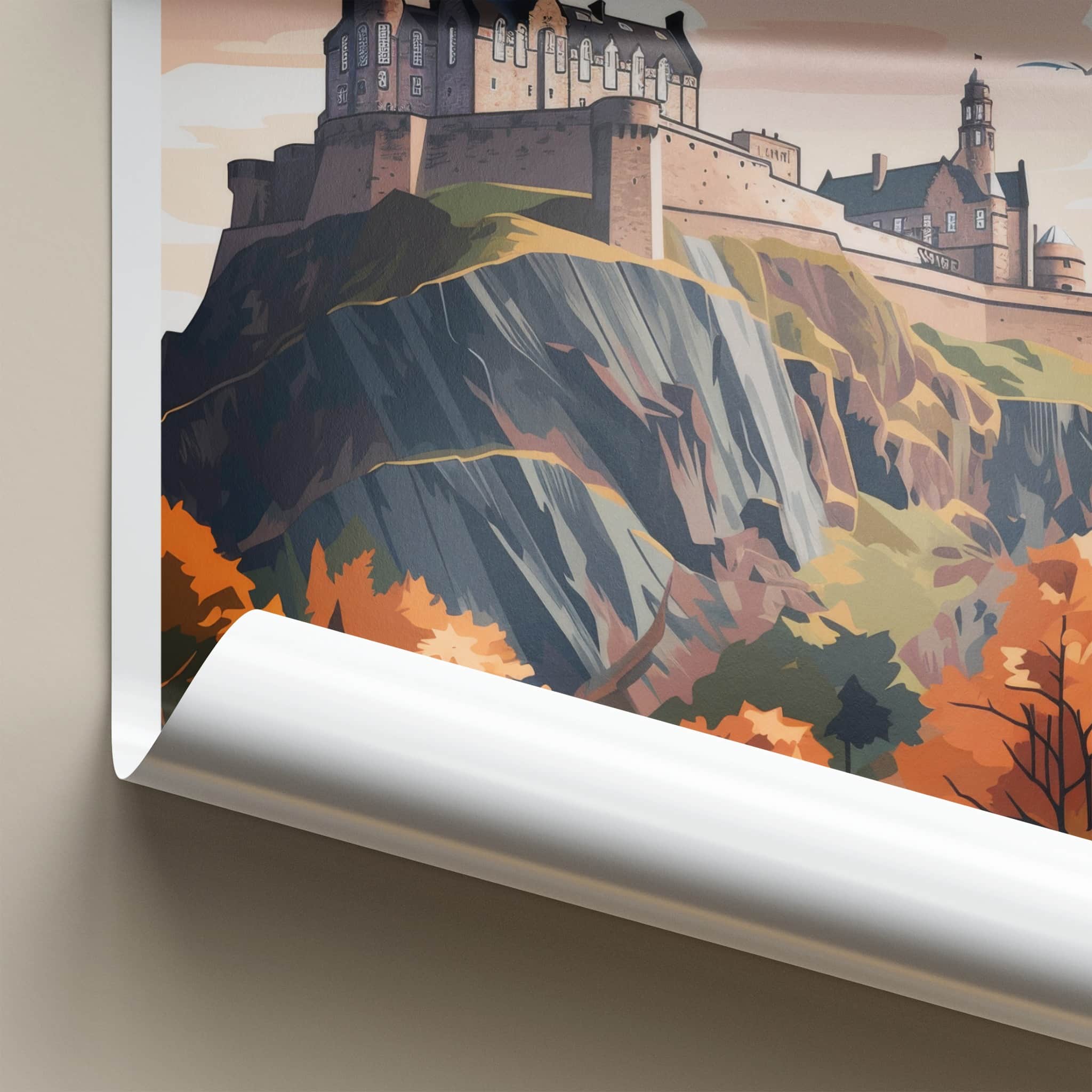 Edinburgh Poster - Scotland Travel Art - Autumn Castle View Home Decor