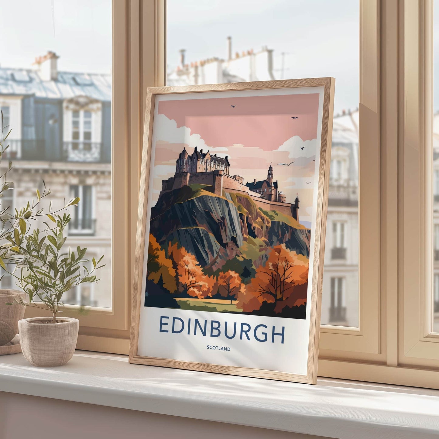 Edinburgh Poster - Scotland Travel Art - Autumn Castle View Home Decor