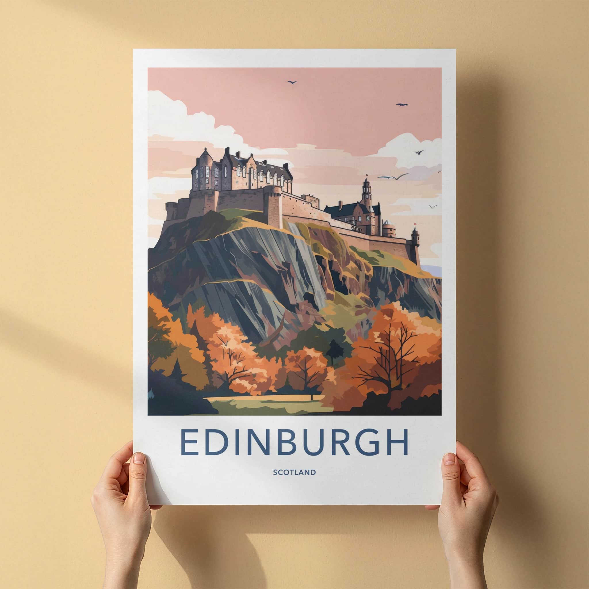 Edinburgh Poster - Scotland Travel Art - Autumn Castle View Home Decor
