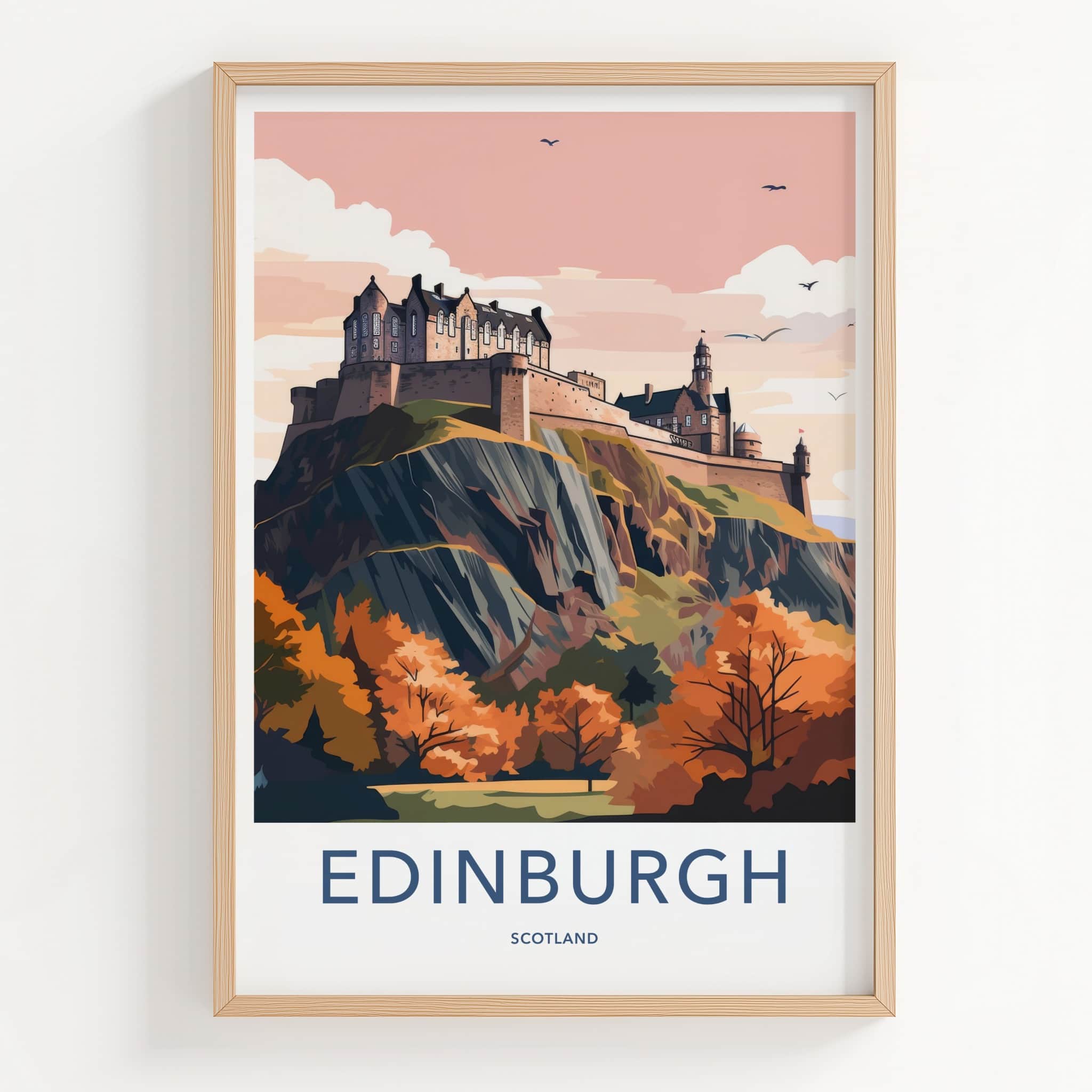 Edinburgh Poster - Scotland Travel Art - Autumn Castle View Home Decor