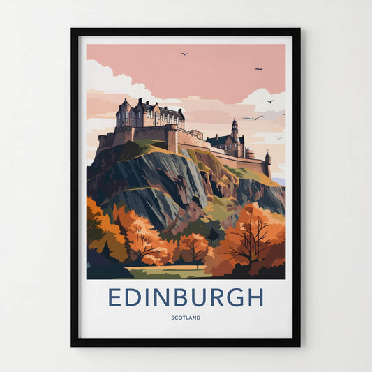 Edinburgh Poster - Scotland Travel Art - Autumn Castle View Home Decor