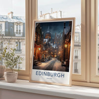 Edinburgh Poster - Scotland Travel Art - Festive Winter Night Home Decor